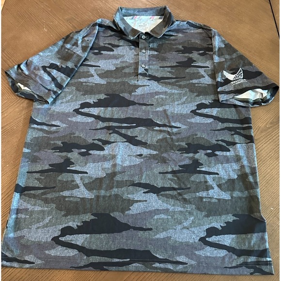 Puma Polo Shirt Mens XL Green Camo Volition America Performance Golf USA Logo - Picture 1 of 5